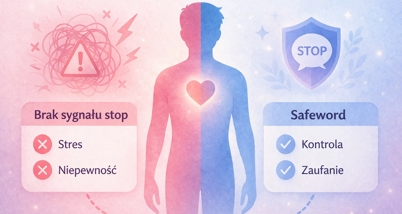 Symboliczna ilustracja słowa bezpieczeństwa w relacji BDSM